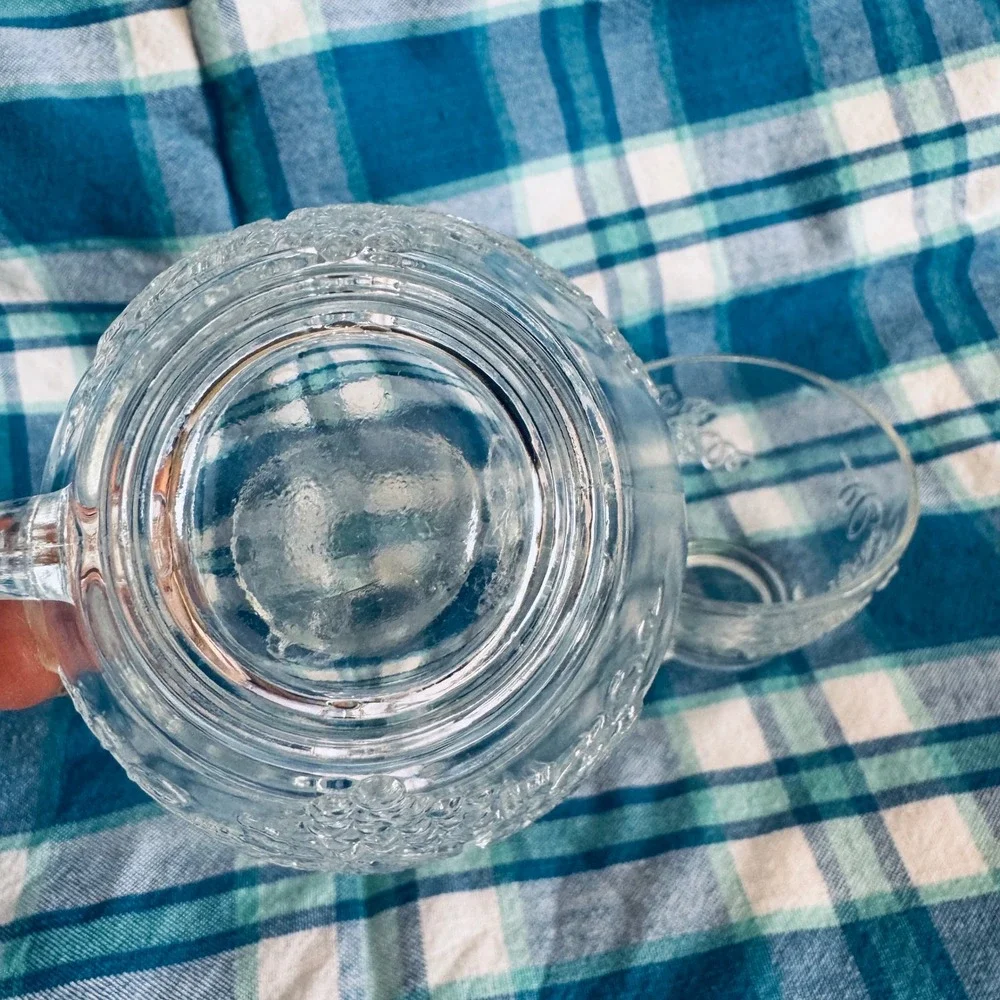 Vintage  Anchor Hocking Clear Glass Punch Cups Set‎ of 3 Tea Cups Etched Grapes